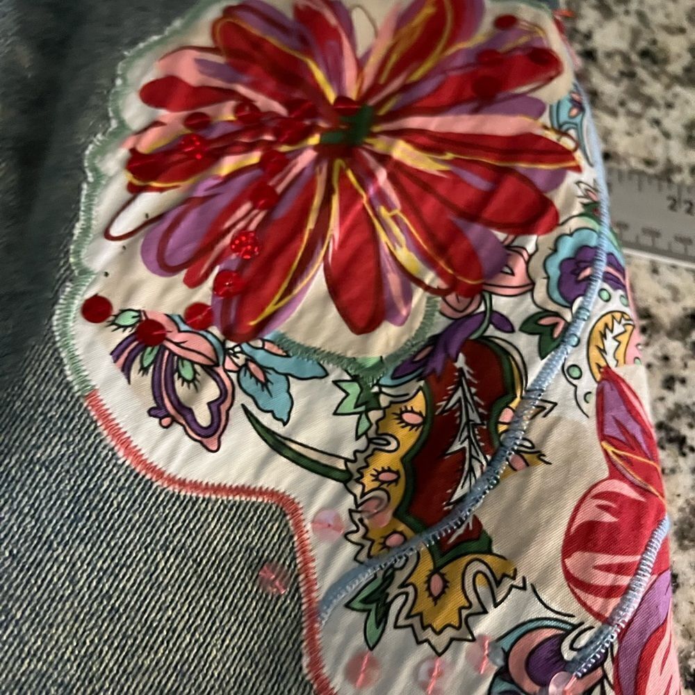 Vintage Thalia Junior’s embroidered floral denim skirt. Size 7/8 - Picture 5 of 8